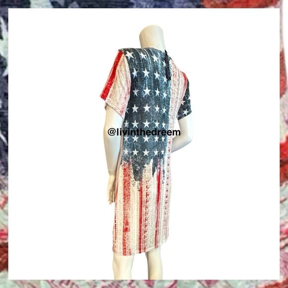 NWT David Cline V-Neck Short Sleeve T-Shirt Dress SZ Small Patriotic $119 - Picture 5 of 16